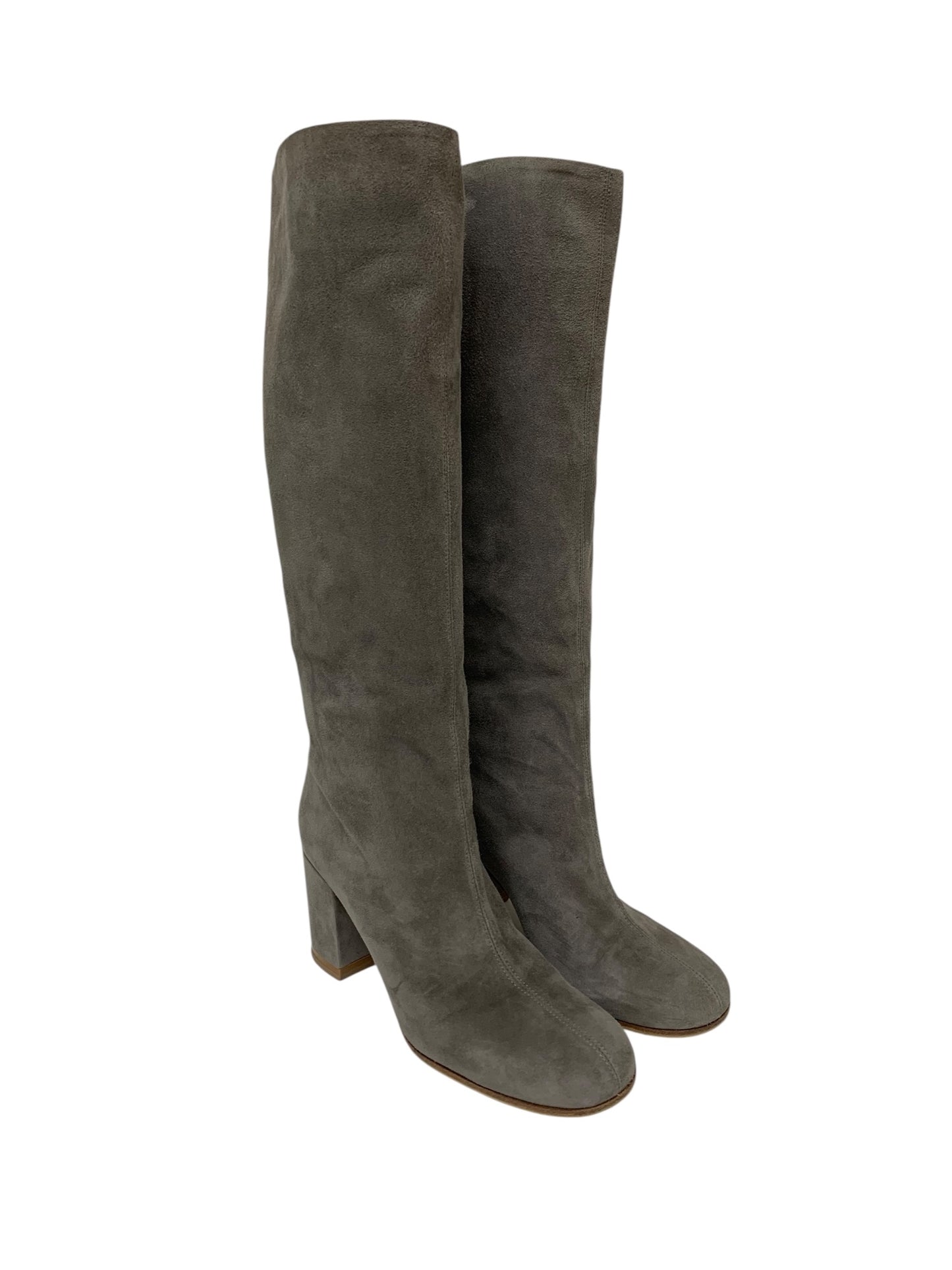 ジャンヴィトロッシ スエードロングブーツ 010680232 38 グレー ēcla掲載品 プルオンスタイル ブロックヒール IT78MZ78VFFR