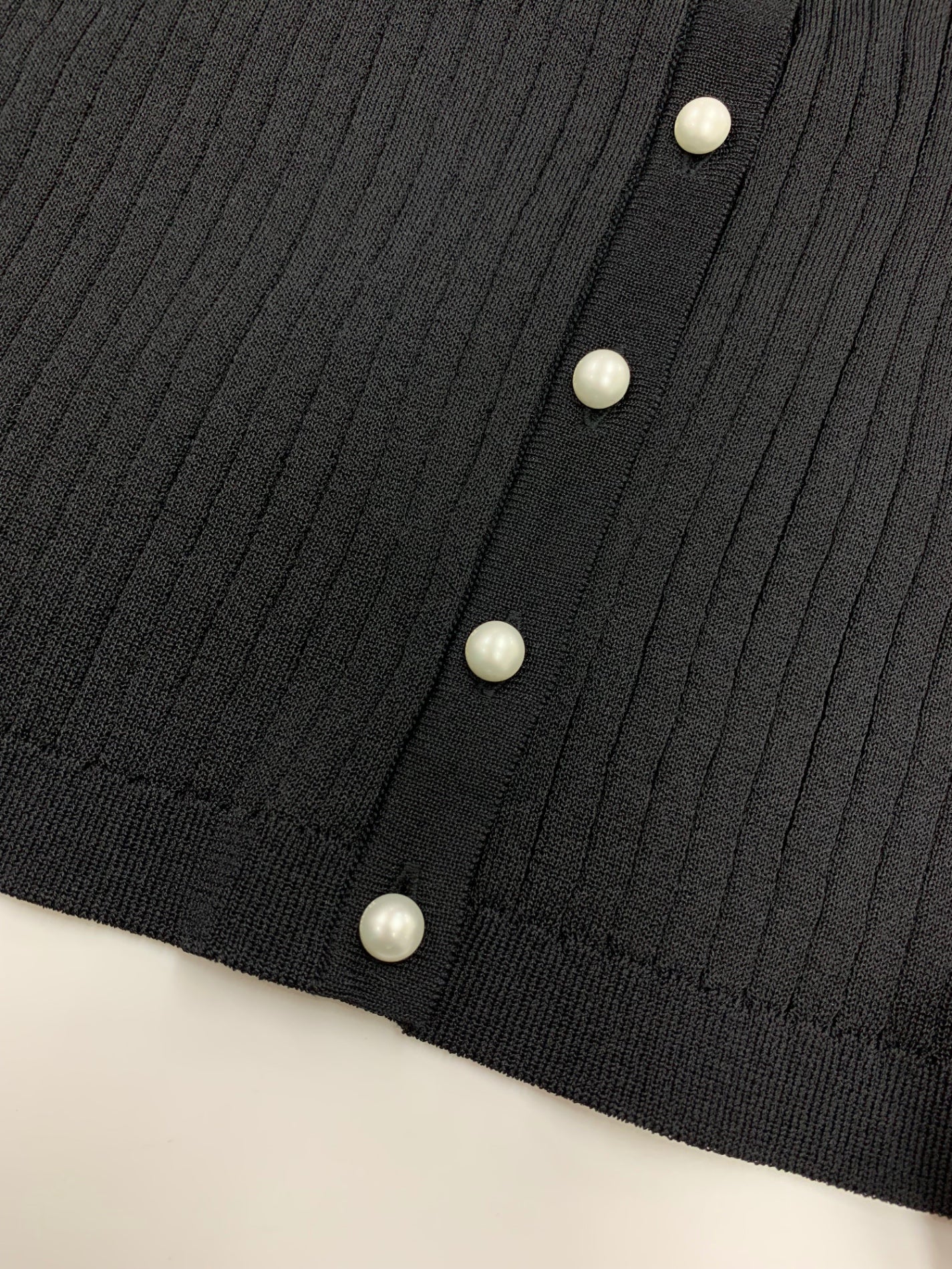 ルネ 6512830 カーディガン 38 ブラック リブ パールボタン ITLIBURV0U30