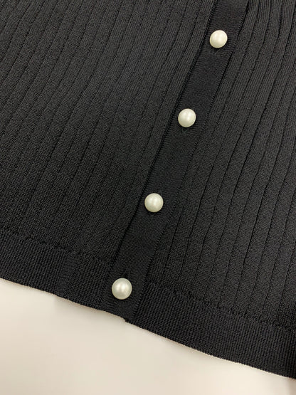 ルネ 6512830 カーディガン 38 ブラック リブ パールボタン ITLIBURV0U30