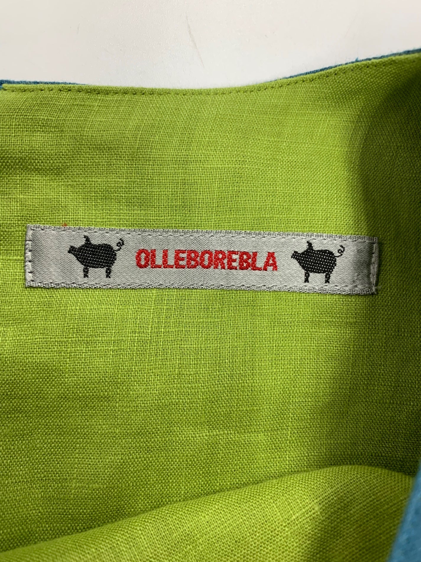 アルベロベロ 615136 ワンピース ブルー 麻 ブタ ウサギ フラワー 刺繍 IT9VM5WNMYAE