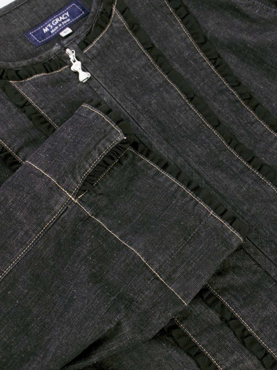 エムズグレイシー 114113 ジャケット 40 グレー ノーカラー フリル ITRMGG4VH0VS