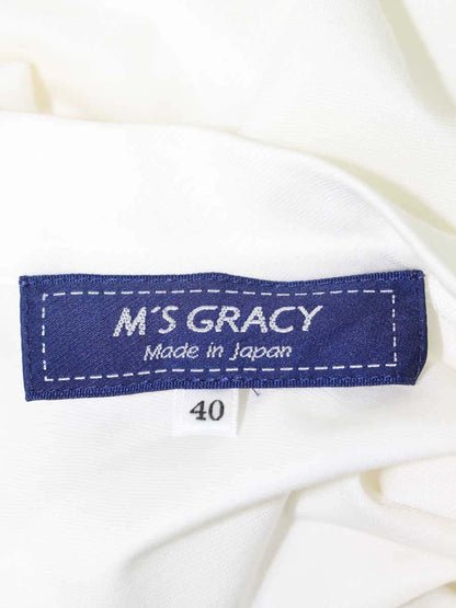 エムズグレイシー Spangle Cut sew 915102 Tシャツ カットソー 40 ホワイト スパンコール リボン ロゴ 刺繍 ITD2LWS5RKBK