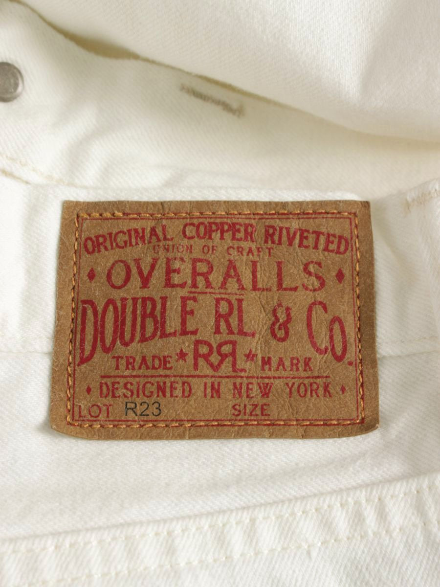 ダブルアールエル 41318 165/82A ホワイト デニムパンツ ストレート ロゴ 刺繍 ITP7EG5ZID6E