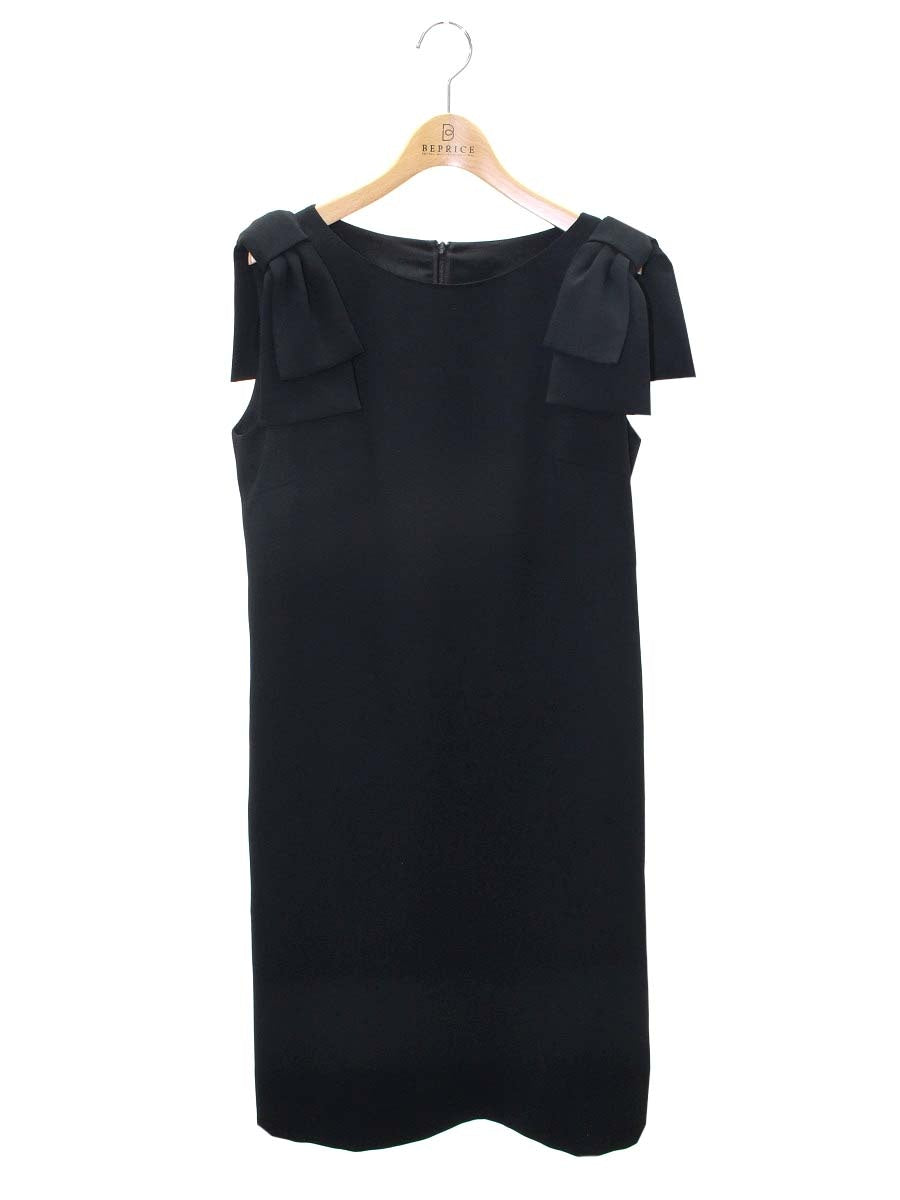 ルネ 5736050 ワンピース 38 ブラック リボン バックジップ フレア ITY022Y37WUO