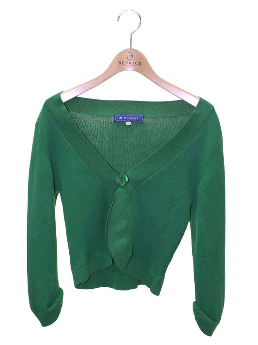 エムズグレイシー 128322 カーディガン 38 グリーン リブ ボレロ IT4RQEAX7J1Y