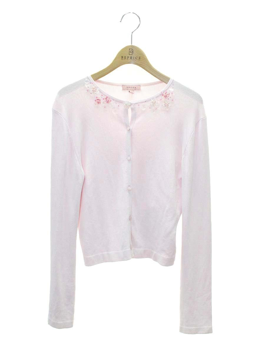 トッカ CLEAR BIJOUX CARDIGAN KRTOBS0200 カーディガン XS ピンク フラワービーズ ITAO7KSW92M0