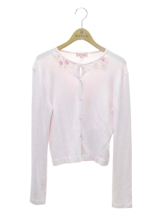 トッカ CLEAR BIJOUX CARDIGAN KRTOBS0200 カーディガン XS ピンク フラワービーズ ITAO7KSW92M0