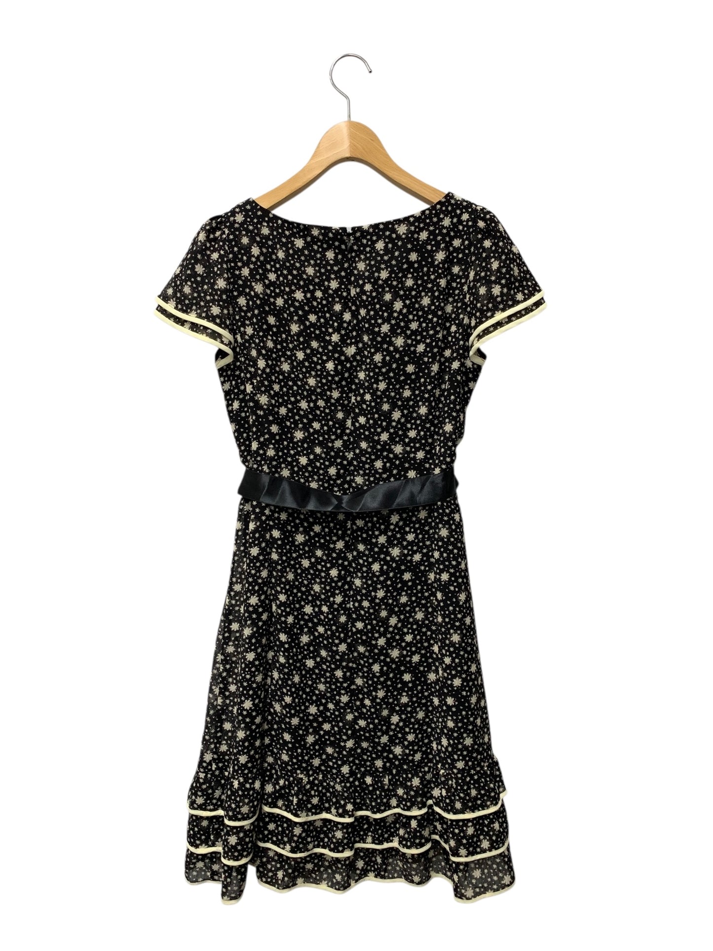 エムズグレイシー 821387 ワンピース 40 ブラック 花 リボン ITHAU5CXE47O