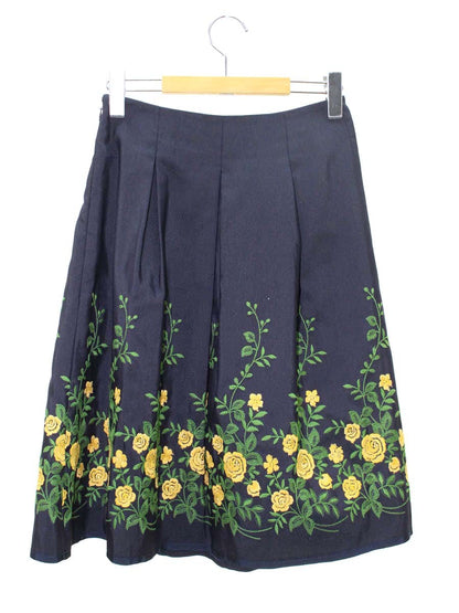エムズグレイシー 917301 スカート 38 ネイビー 花柄 刺繍 ITQJUQM51C5C
