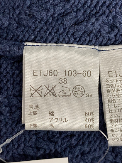 バーバリーブルーレーベル E1J60-103-60 ワンピース 38 ネイビー 切替 ニット チェック柄 ITPAKK32LKXS