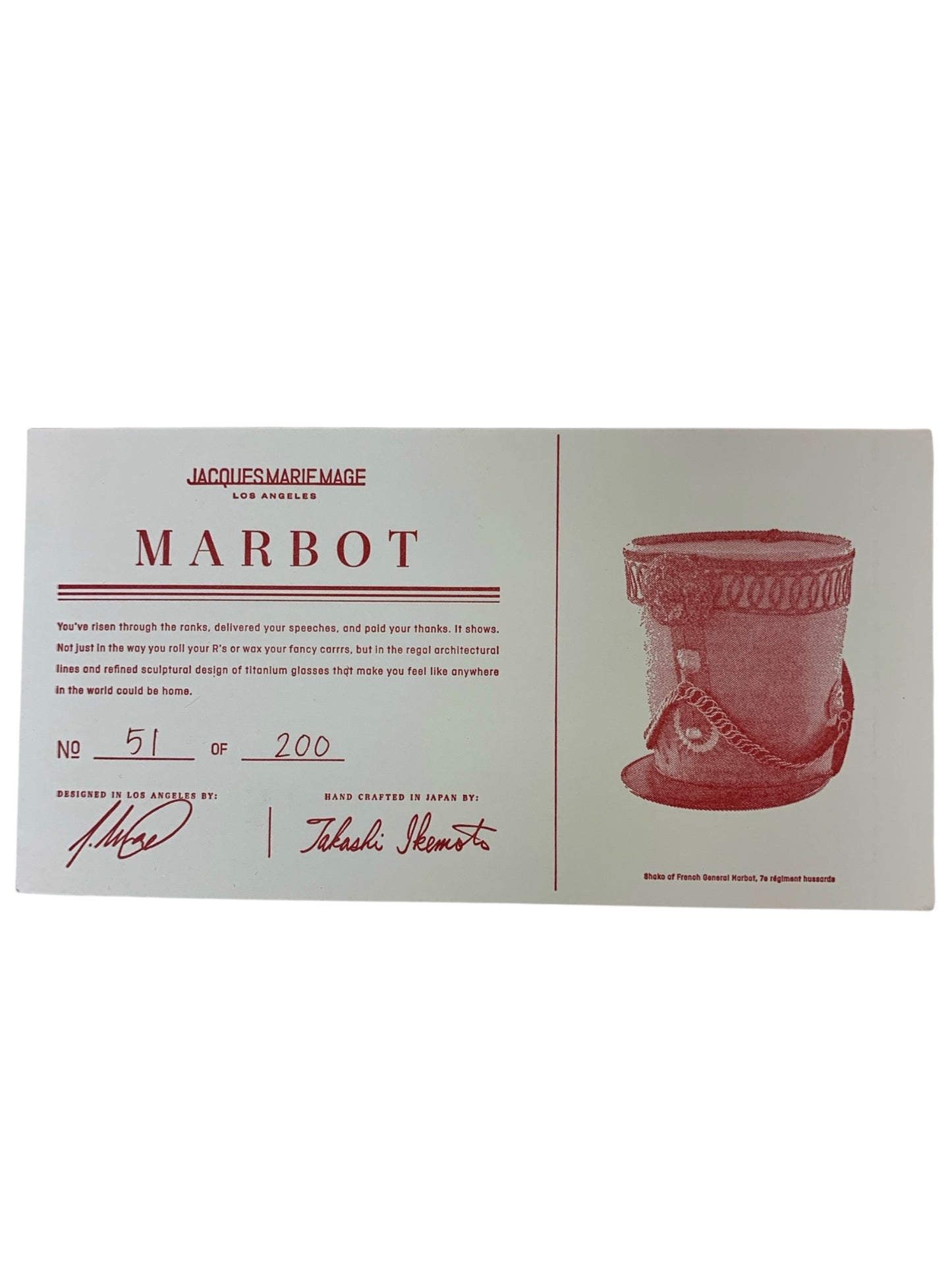 ジャックマリーマージュ メガネ シルバー/ゴールド MARBOT 51/200 IT7NBLLN8YJ6