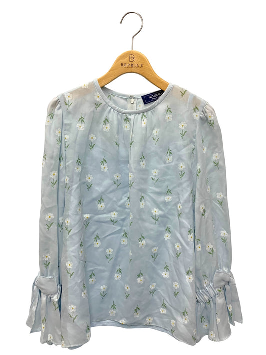 エムズグレイシー 010304 シャツ ブラウス 40 ブルー Marguerite Motif Blouse マーガレット ITT2LODP1WPH