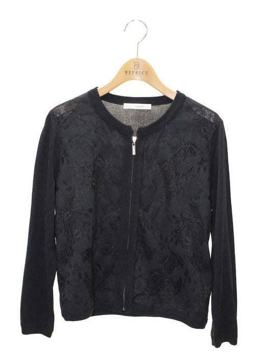 エムプルミエブラック レースジップアップカーディガン C732-020 38 ブラック ITTCXNLYNI5C 【SALE】