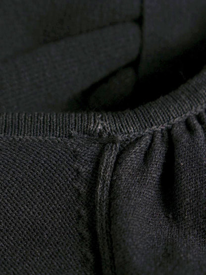 エムズグレイシー フィット＆フレアニット 018338 ワンピース 40 ブラック リボン ITXI3ABWB68S