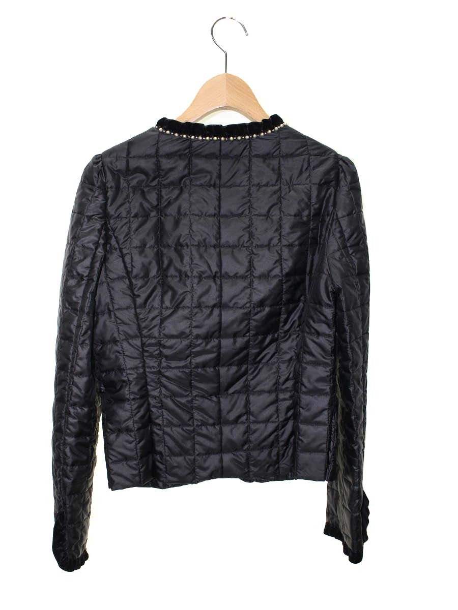 エムズグレイシー 024518 ジャケット 38 ブラック ナイロン パール ITT9OG6XWHR4