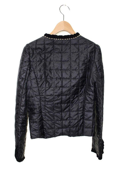 エムズグレイシー 024518 ジャケット 38 ブラック ナイロン パール ITT9OG6XWHR4