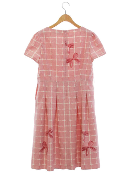 エムズグレイシー 811507 ワンピース 40 ピンク リボンモチーフ チェック ITPT86S04XVC