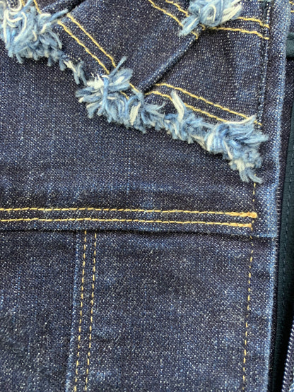 エムズグレイシー 014107 デニムジャケット 38 ブルー カメリアＷジップ フリンジ ITAF2GLZUF44