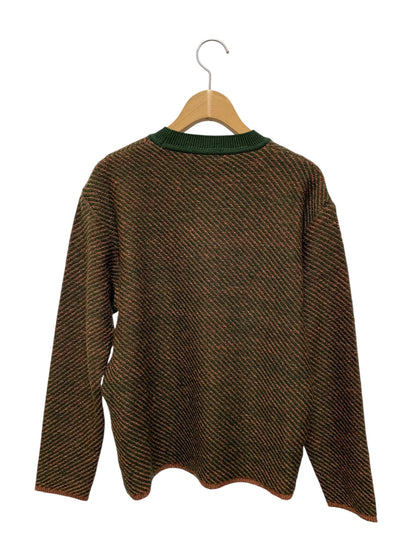 イッセイミヤケメン ME83KN003 クルーネックニット M グリーン レジメンタルストライプ 銀タグ ITZ936FCWXHG 【SALE】