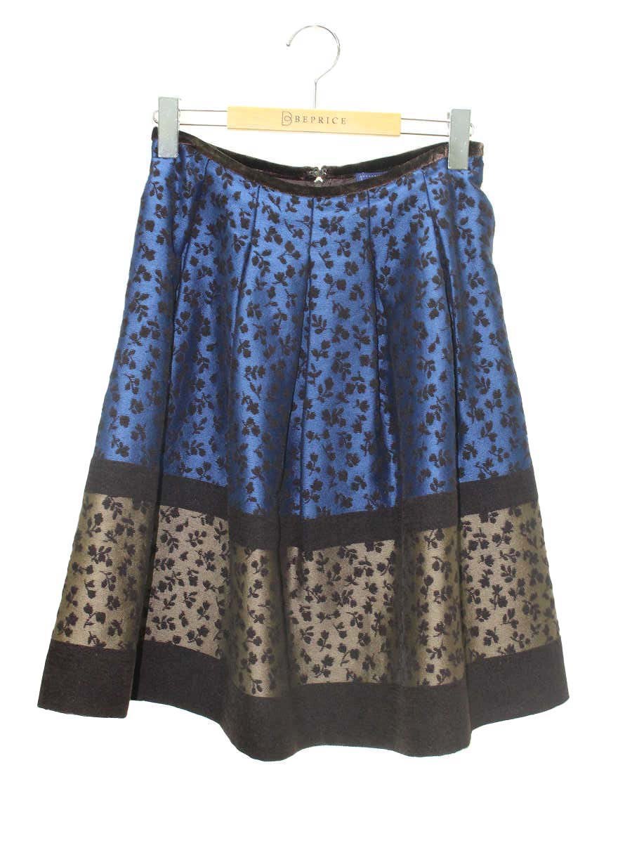 エムズグレイシー 017521 スカート 36 ブラウン フラワーモチーフ 切替 ベロア ITG0V8UMREHC