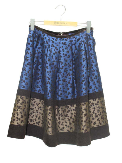 エムズグレイシー 017521 スカート 36 ブラウン フラワーモチーフ 切替 ベロア ITG0V8UMREHC