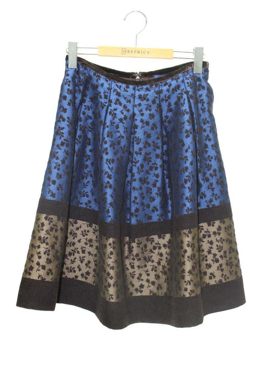 エムズグレイシー 017521 スカート 36 ブラウン フラワーモチーフ 切替 ベロア ITG0V8UMREHC