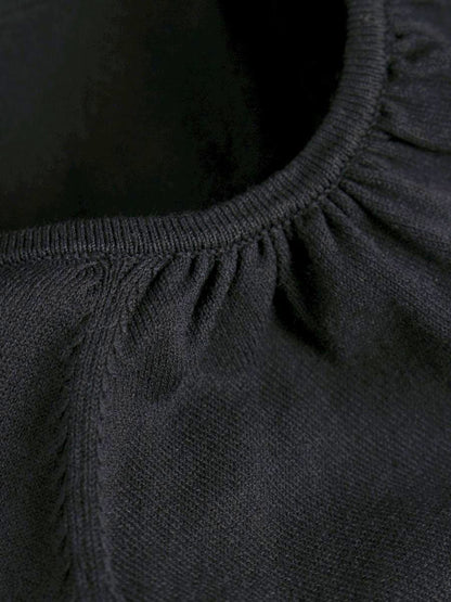 エムズグレイシー フィット＆フレアニット 018338 ワンピース 40 ブラック リボン ITXI3ABWB68S