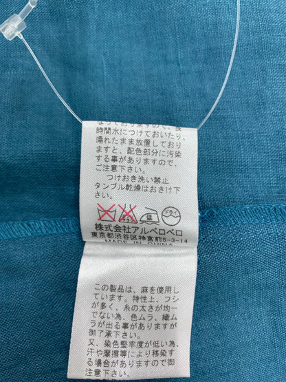 アルベロベロ 615136 ワンピース ブルー 麻 ブタ ウサギ フラワー 刺繍 IT9VM5WNMYAE