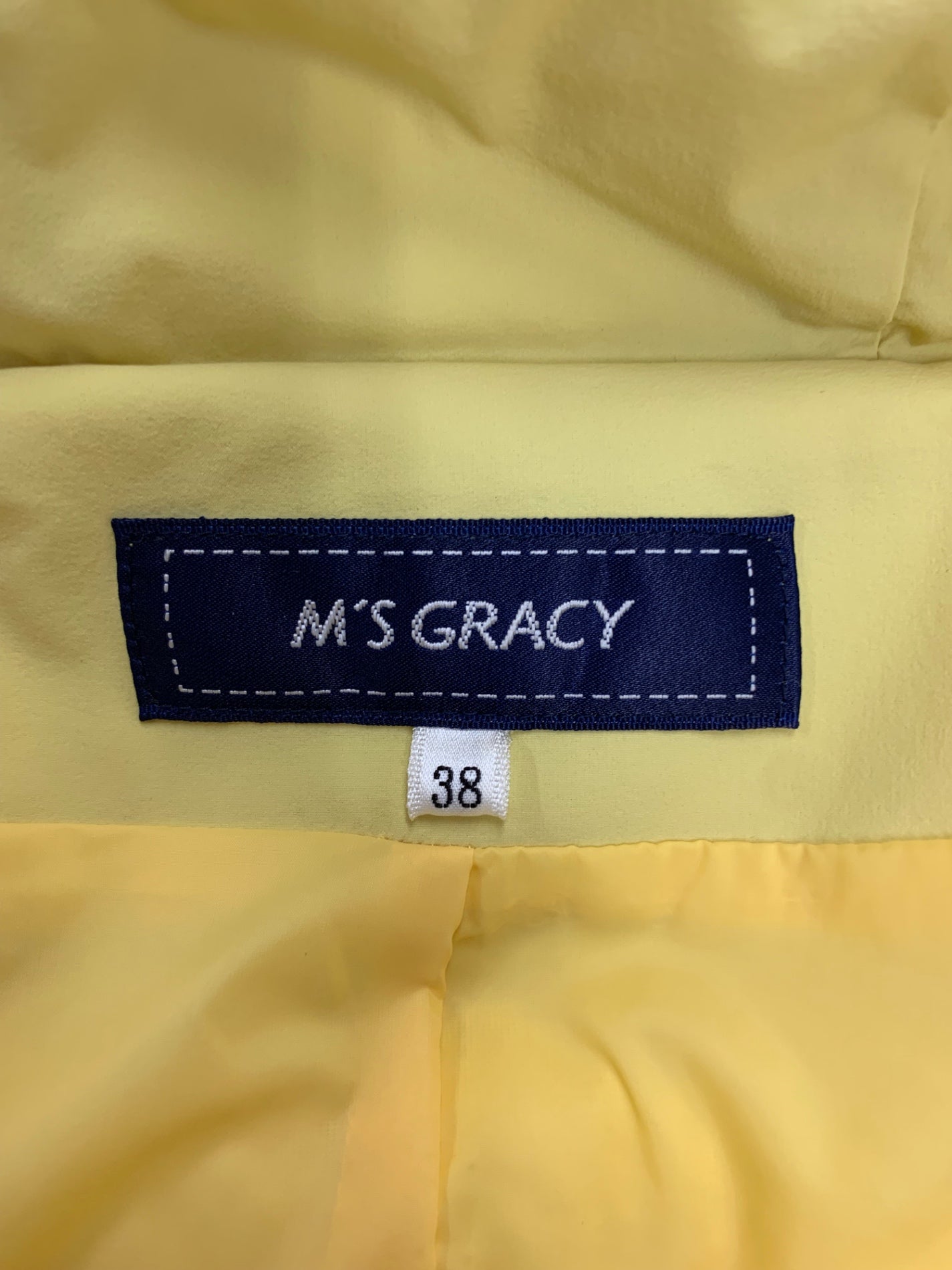 エムズグレイシー フェイクファー付き ショート 319606 ダウンジャケット 38 イエロー フリル ITPK9J3HIXQE