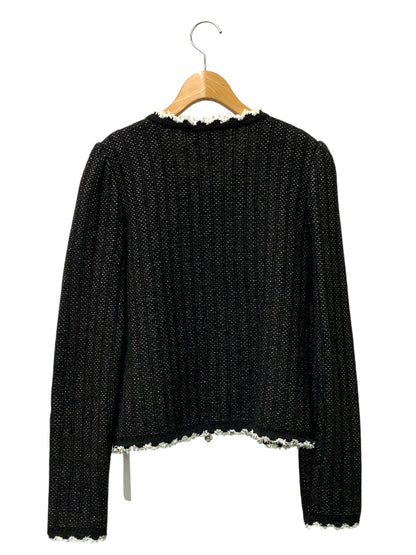 エムズグレイシー ジャケットライク 318515 40 ブラック ニット リボン 花 パール カメリアジップ ITOZBCSWDVEO