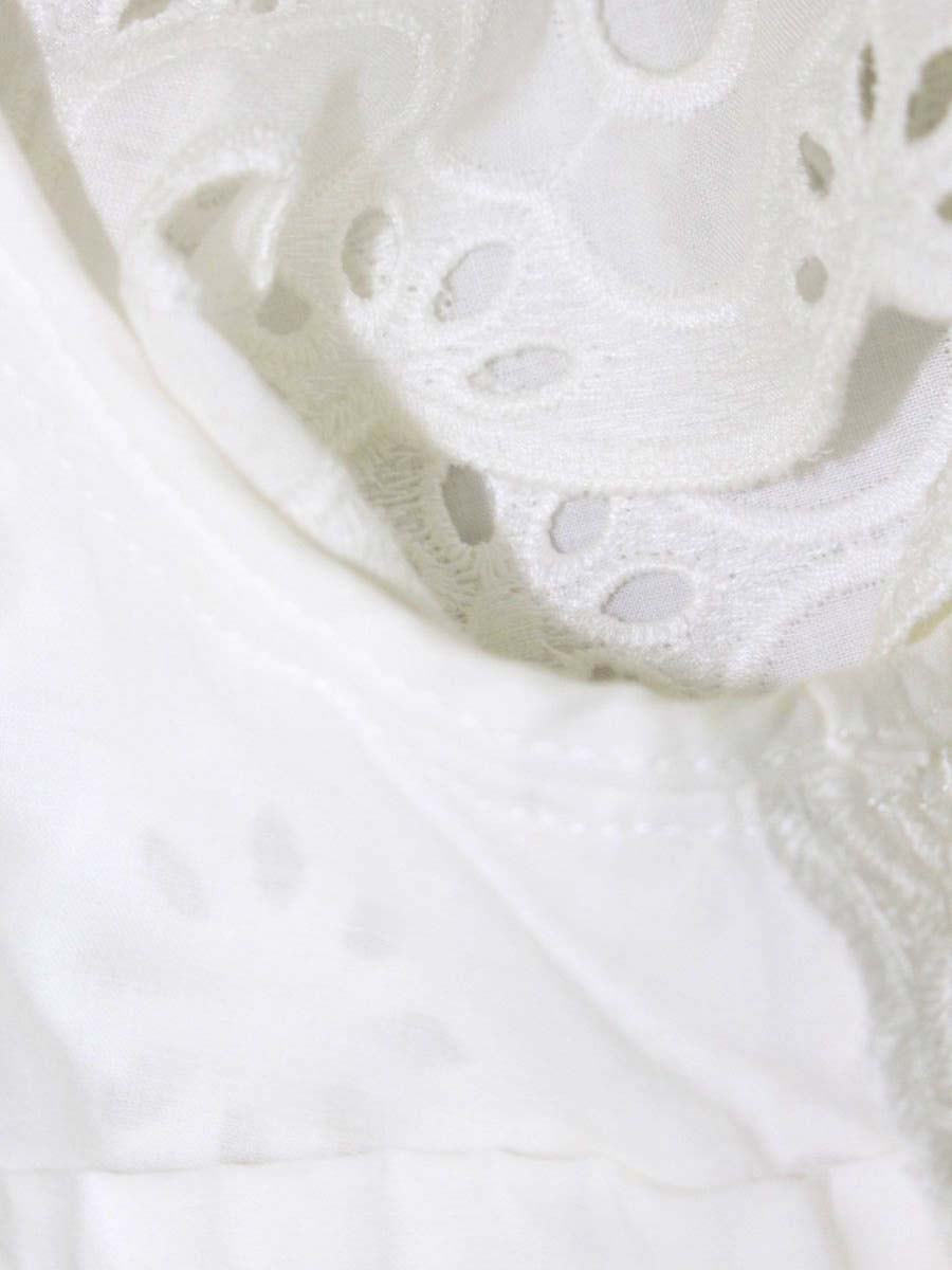 エムズグレイシー 720305 チュニック 38 ホワイト フラワーモチーフ カットワーク バックジップ ITIA966STKQO