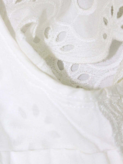 エムズグレイシー 720305 チュニック 38 ホワイト フラワーモチーフ カットワーク バックジップ ITIA966STKQO