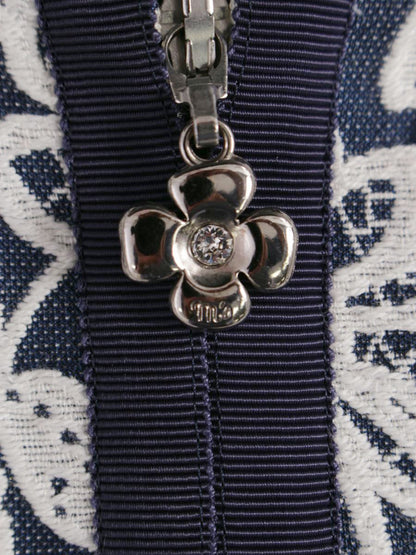 エムズグレイシー 629101 コート 38 ブルー フラワーモチーフ レースノーカラー カメリア Wジップ ITB119EMRSAN 【SALE】