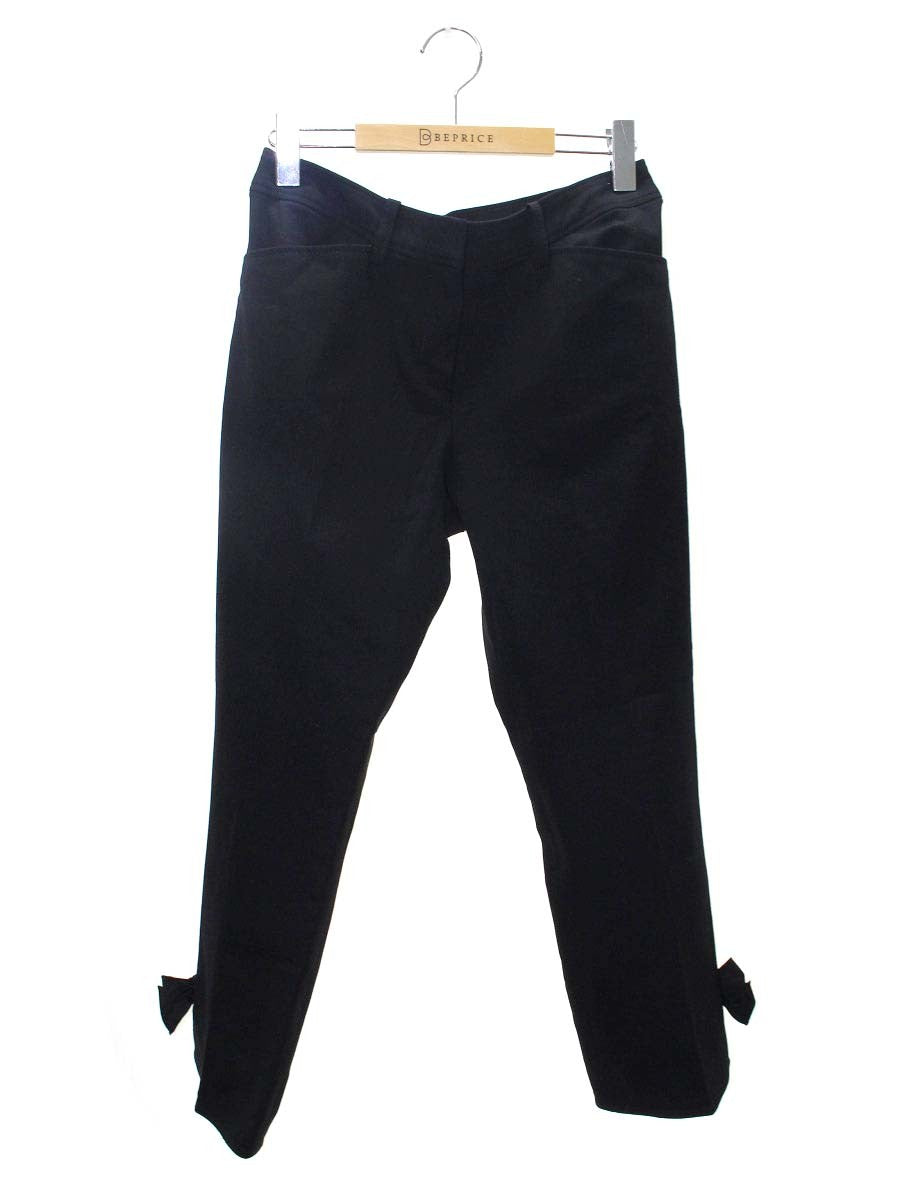 エムズグレイシー 726103 パンツ 40 ブラック コットン混 リボン ITQTM2YKBDDW