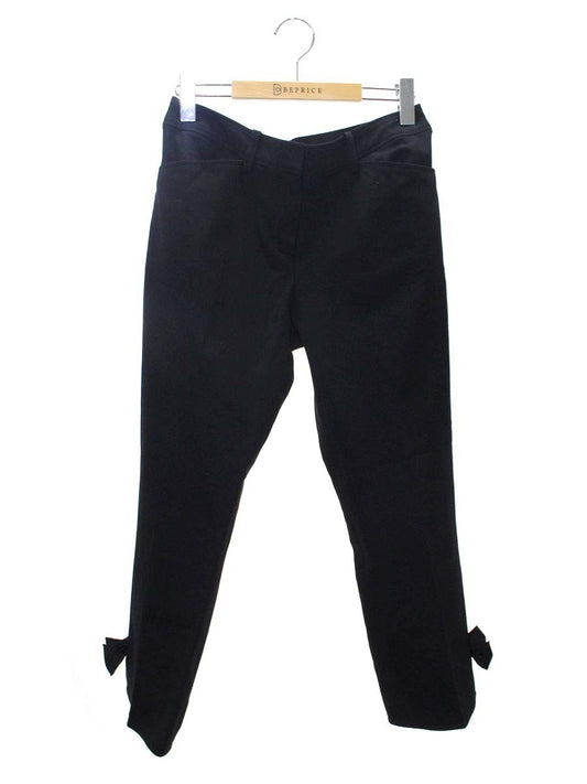 エムズグレイシー 726103 パンツ 40 ブラック コットン混 リボン ITQTM2YKBDDW