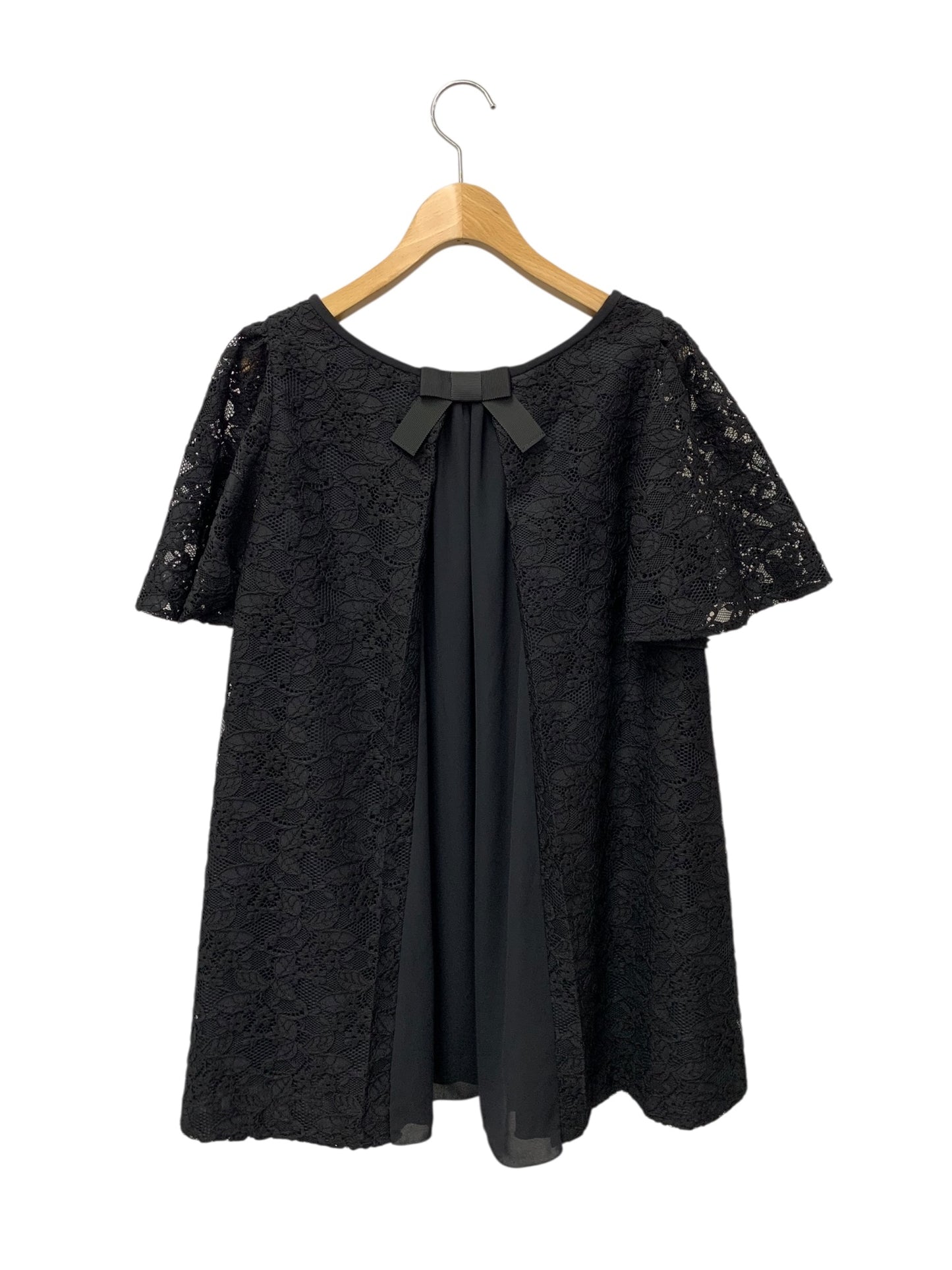 エムズグレイシー 510319 トップス 40 ブラック レース リボン 花柄 ITJRXMR8OD84