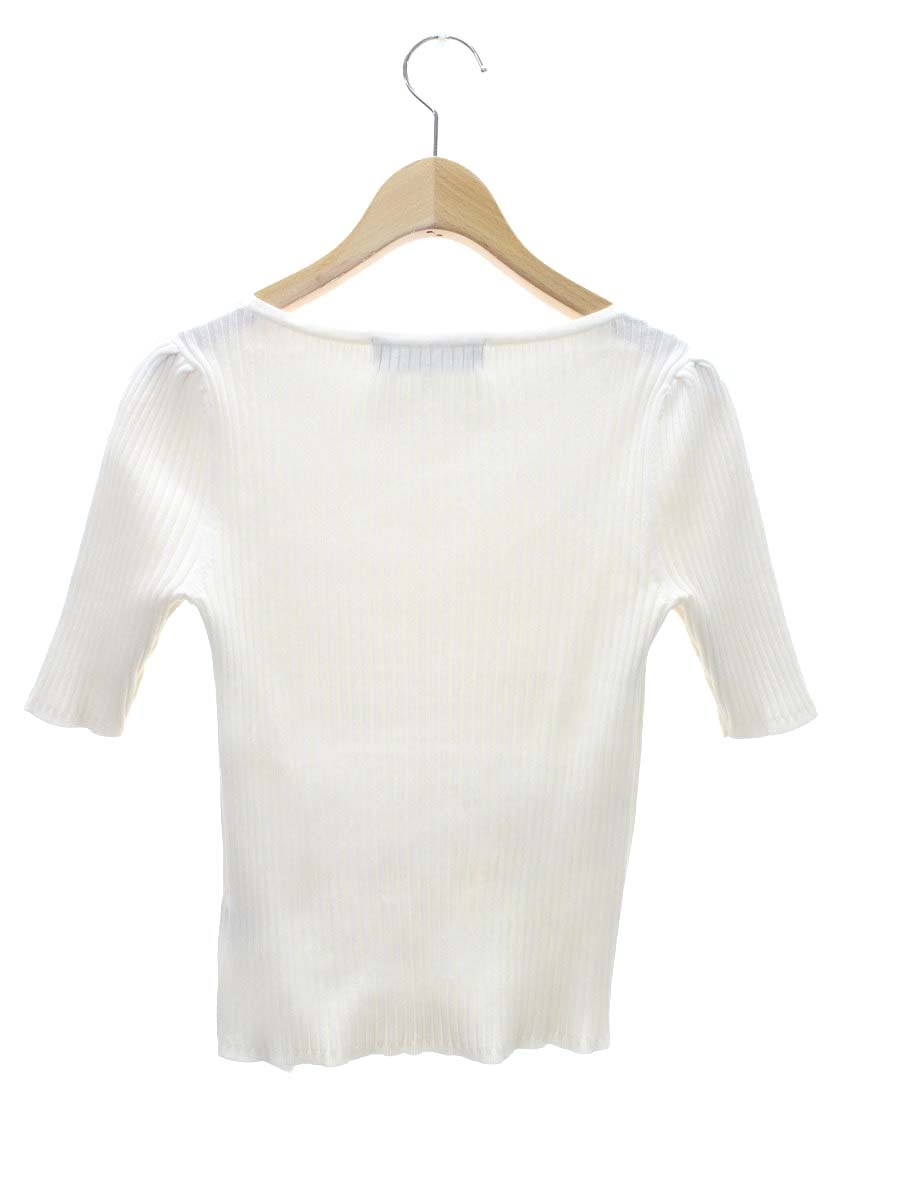 エムズグレイシー 018518 セーター トップス 38 ホワイト リボン リブニット IT3GKQPTJWJ6
