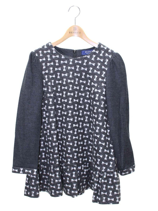 エムズグレイシー 915522 トップス 40 グレー リボン ウール IT3BV3ADNKWU