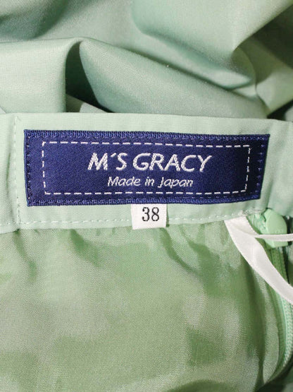 エムズグレイシー 017104  スカート 38 グリーン タック フレア ITNZX51VFIAI 【SALE】