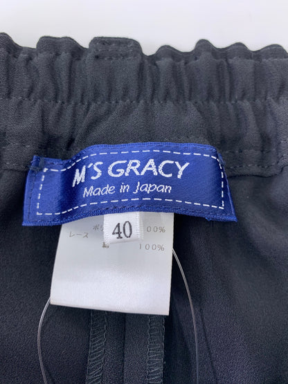 エムズグレイシー 416103 ワイドパンツ 40 ブラック フラワー刺繡 ITGMA3NKLIKG