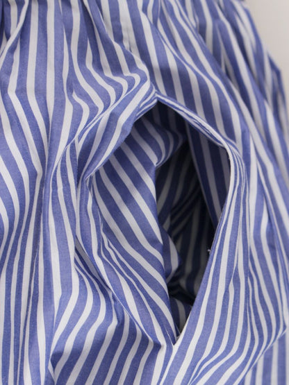 ブルックスブラザーズ コットン ストライプ ボウウエストベルト 100219438 マキシスカート 6 ブルー/ホワイト ITFRRWUYJOAZ