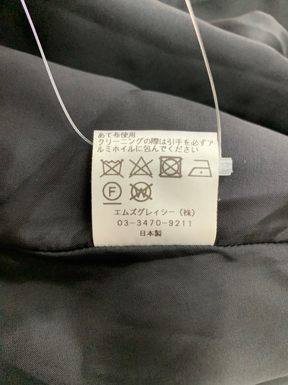 エムズグレイシー Purple Coat 819526 コート 40 ブラック ノーカラー ジップアップ リボン ITWXHDYAQDEY