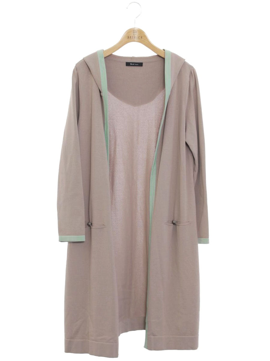 ルネ basic 5912120 カーディガン 38 グレージュ カメリアボタン ロング フード ITS9SB8HTMDK