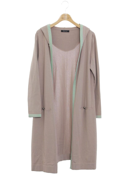ルネ basic 5912120 カーディガン 38 グレージュ カメリアボタン ロング フード ITS9SB8HTMDK