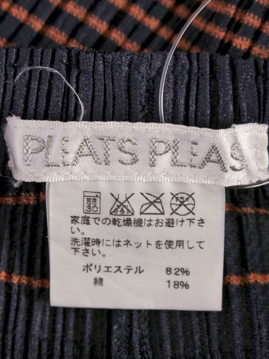プリーツプリーズイッセイミヤケ PP03-JF852 パンツ 1 オレンジ ネイビー プリーツ ストライプ ITL11OWZ1I6Q