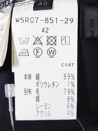 トゥービーシック W5R07-851-29 デニムパンツ 42 ネイビー カラーストーン クロップド ツイード ITF1WV6IQFK0