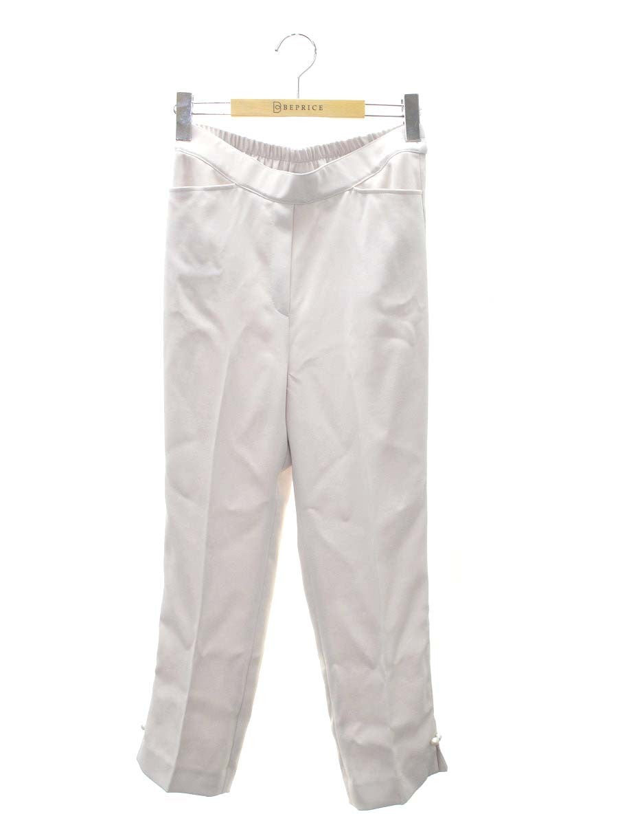 エムズグレイシー シンプルクロップドパンツ 316107 パンツ 38 ベージュ センタープレスパンツ パール 裾スリット IT0NJFGMCOCX