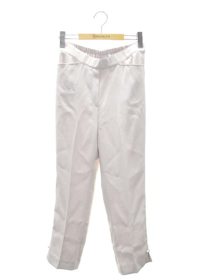 エムズグレイシー シンプルクロップドパンツ 316107 パンツ 38 ベージュ センタープレスパンツ パール 裾スリット IT0NJFGMCOCX