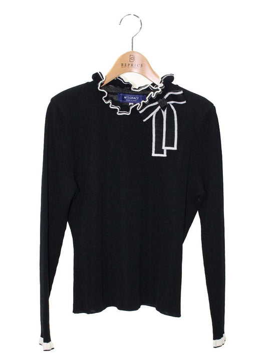 エムズグレイシー 配色フリルニット 218526 40 ブラック ITI4QMNJHCMW