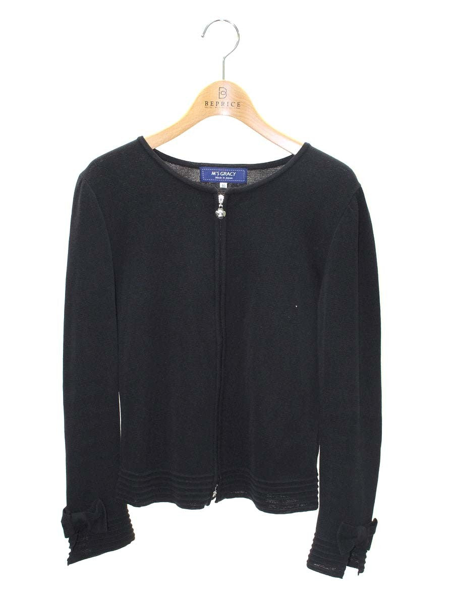 ✨美品✨ M’S GRACY リボンデザイン上品カーディガン ブラック 38 M ✨美品✨ M'S GRACY リボンデザイン上品カーディガン ブラック 38 M